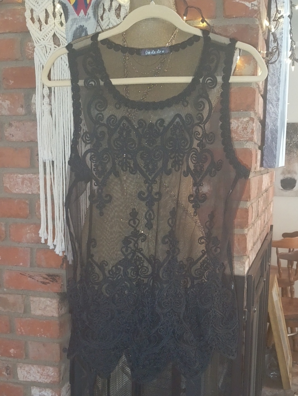 Delicate Black Embroidered Sheer Camisole by Ooh la la